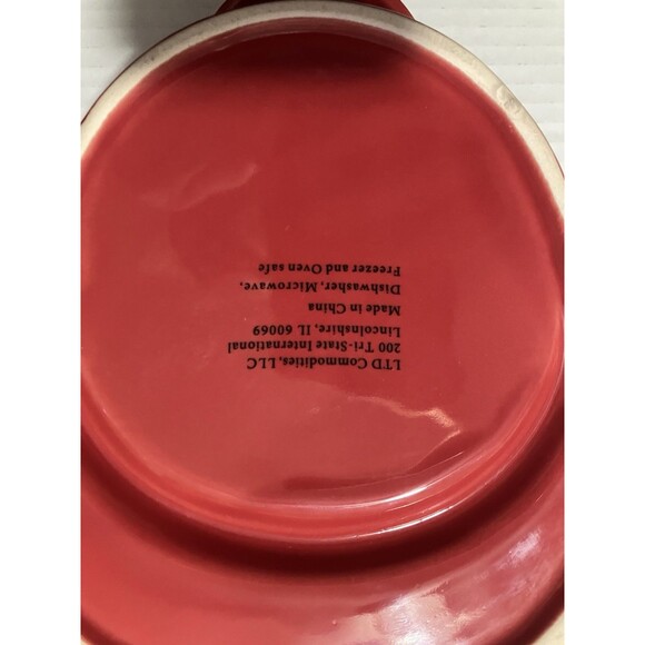 VTG LTD Commodities Drip Glaze Pottery Soup & Cracker Chip Dip Snack Bowl Red - Picture 8 of 9